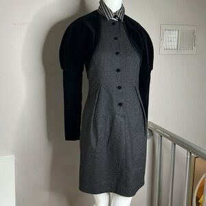 Byblos Sz 4 Wool Velvet Long Sleeve Dress Front Button Dress Vintage 1990’s